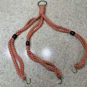 Vintage Handmade Pink Macrame Plant Hanger
